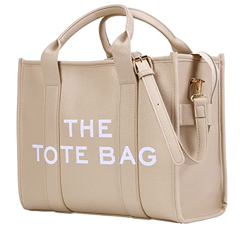 Preisvergleich Produktbild JQWYGB Arbeitstaschen für Frauen - Trendige personalisierte übergroße PU-Leder-Einkaufstasche Top-Griff Schulter Crossbody Taschen, A-beige, Medium