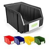 RODOPI 26er Set Stapelboxen, Größe M | Sichtlagerkästen 230x150x130mm | Robuste Lagerboxen für Werkstatt, Garage, Keller | Aufbewahrung für Kleinteile & Werkzeug | Sortierkästen Gelb