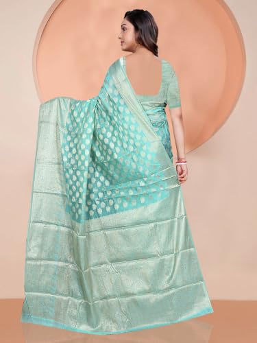 Image of Organza Silk Saree Wedding For Women Banarasi Sadi Original Kanchipuram Pure Rich Pallu Sari With Blouse Piece