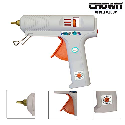 Image of White Professional Hot Melt Glue Gun - 150 Watt with Multi Temperature Control, Fast Melting - Easy To Use Glue Gun + 5 Glue Sticks - 11.2mm - CR-150