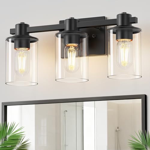 Image of DORESshop 20 Inch 3-Light Upgraded Black Bathroom Light Fixture