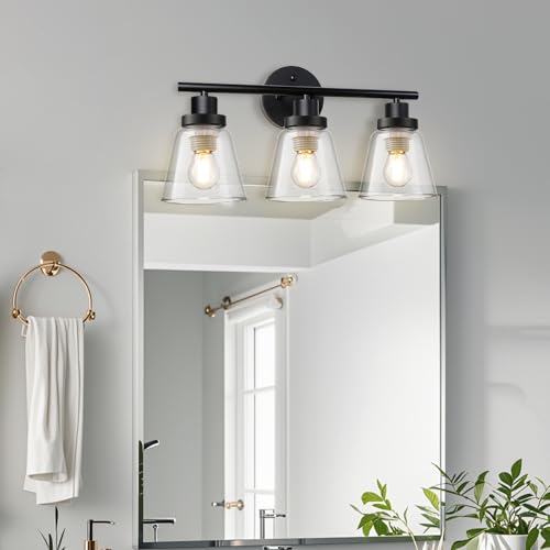 Image of 4 Pack Clear Glass Shade Replacements, Bell Shaped Glass Shade Covers, 4.72 inchHigh, 4.72 inchDiameter,2.12 inchFitter, High Transmittance Trapezoidal Lampshade