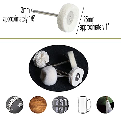 Fppo YRMXBBYMP 1Inch Polishing Buffing Wheel Set,Wool Felt Cotton Mounted 3Mm Shank For Rotary Tool Accessories,Mini Brush Polishing Kit thumb #1