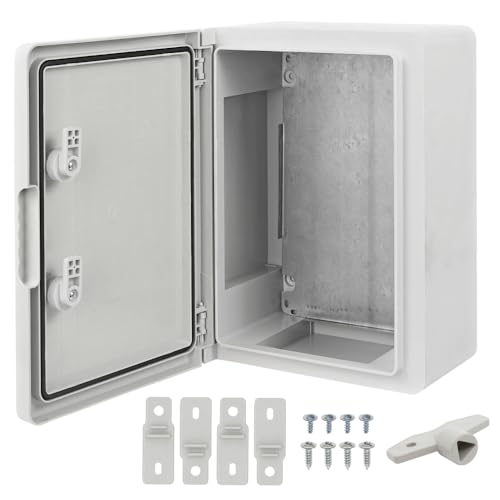 Ralertreik Armario de Distribución para Pared con Placa de Montaje Galvanizada, Caja Industrial de Control Vacía de Plástico ABS con Puerta Protección IP65, tamaño 250x350x150