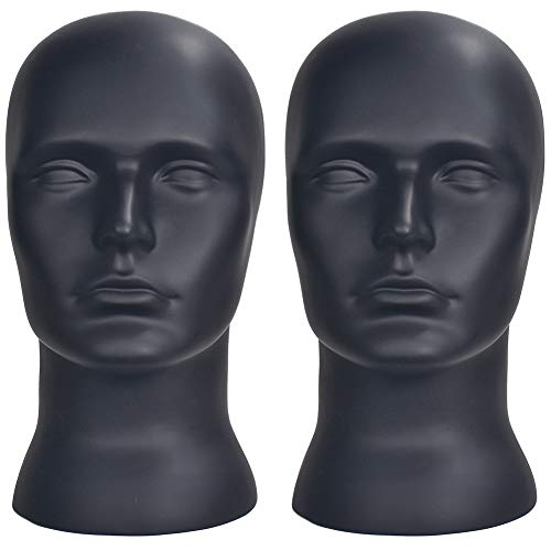 Ba Sha Tête de mannequin professionnelle pour casque d'écoute, console de jeu, chapeaux, perruques Noir brillant