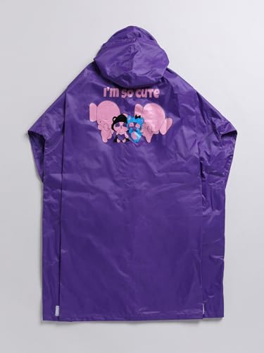 Image of Rupa Girls Polyvinyl Chloride (Pvc) Unisex Kids Unisex Rainwear, Cartoon Print Waterproof Long Longcoat /Raincoat With Adjustable Hood For Boy And Girl And With Space For School Bag. Pack Of 1