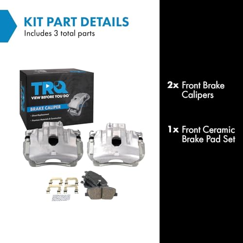 Image of TRQ Front Brake Caliper Set Zinc Coated Brackets Pads Compatible with 2011-2013 Kia Optima