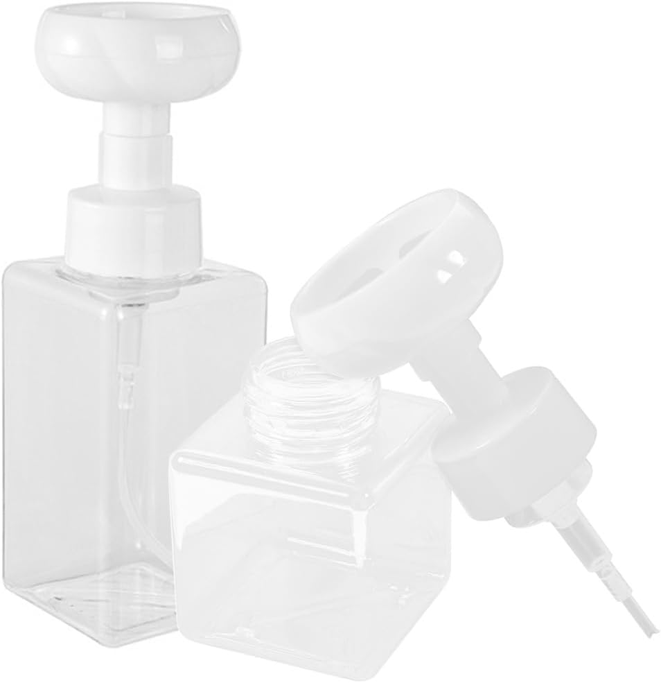 Foaming Soap Dispenser Bottles Flower Shape Foam Pump Bottles Clear Soap Dispenser Bathroom Refillable Pump Bottle for Liquid Hand Dispenser