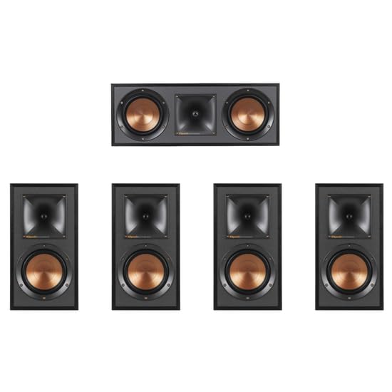 Image of Klipsch R-51M Bookshelf Speakers (2 Pairs) with R-52C Center Channel Home Speaker (Black) Bundle