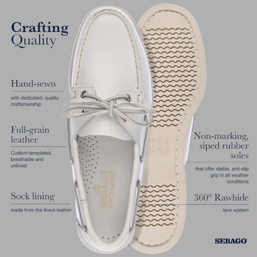 Image of Sebago Portland Boat Shoes - Full-Grain Leather Moccasins, Handsewn with Leather Sock Lining and Non-Marking, Slip-Resistant Sipped Rubber Outsoles