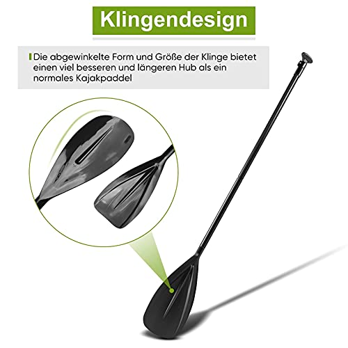 GOTOTOP Pagaia in Alluminio Regolabile 163-215 cm, Removibile 2 Parti per Stand Up Paddle, Kayak, Surfboard e Canoa