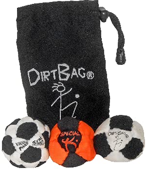 DIRTBAG Pro's Footbag Hacky Sack 3 Pack with Pouch - Black/White