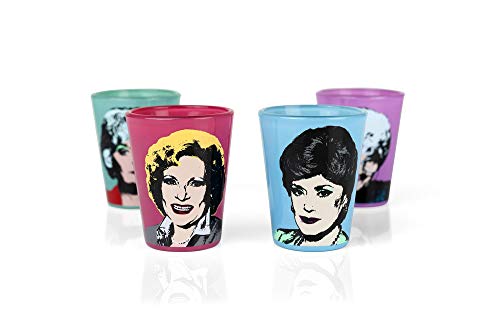 JUST FUNKY Golden Girls Character Shot Glasses - Unique Collectible 4-Piece 2oz Glass Set - Perfect for Game Night, Bachelor/Bachelorette Party Favor, College Graduation - Funny Birthday, Mom