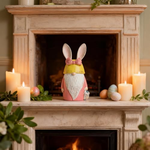 Nains de jardin d'extérieur avec oreilles de lapin mignon pour Pâques