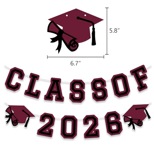 Image of Class of 2026 Graduation Banner University College Grad Garlands Decoration Party Supplies High School Colors Maroon