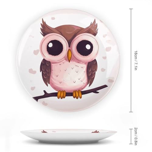Plato decorativo de porcelana con búho blanco 7 pulg miniatura 2