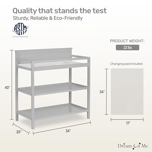 Image of Dream On Me Jax Universal Changing Table, Pebble Grey 34x20x40 Inch (Pack of 1)