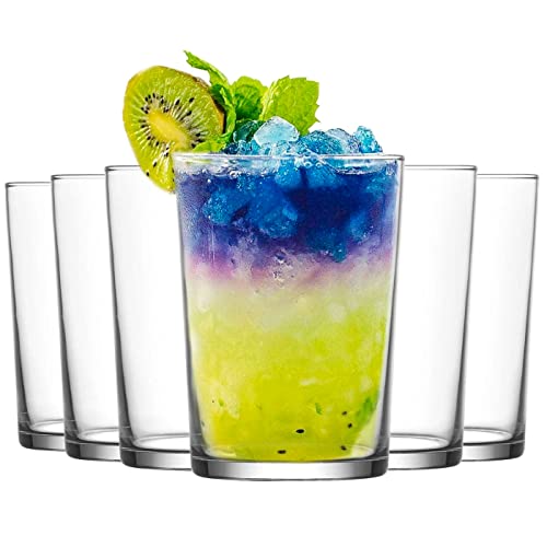 Acan Tradineur - Set de 6 vasos de cristal clásicos Bodega, base gruesa, aptos para lavavajillas, refrescos, agua,...