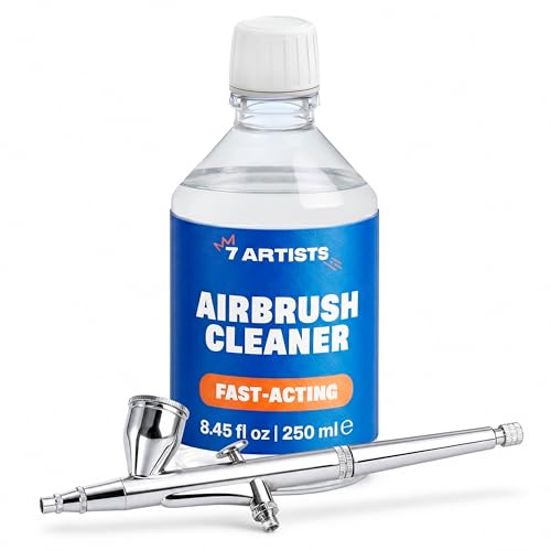 7 Artists Airbrush Cleaner Solution 8.45 fl oz (250 ml) Fast-Acting Acrylic Paint Remover for Airbrushes Nozzles Needles & Paint Brushes| Flush Between Colors & Deep Clean Clogs