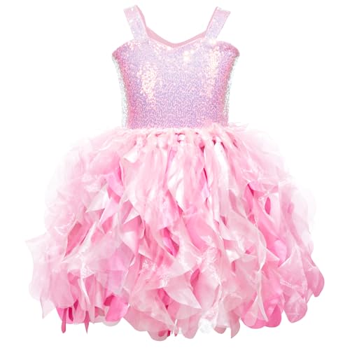 Pink Tutu Dress for Girls Sparkly Sequin Tulle Fairy Princess Birthday Party Dresses for Little Girls Kids Prom Sneaker Ball Dance Pageant Graduation Christmas Outfit 8T