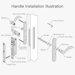 ReigaHood Offset Euro Mortise Storm Door Handle Complete Set Fits for Pella Screen Door Hardware, 2-1/2" Handle PZ, 7/8" Backset, 7-1/4" Trimplate H.C., Non-Handed, Matte Black