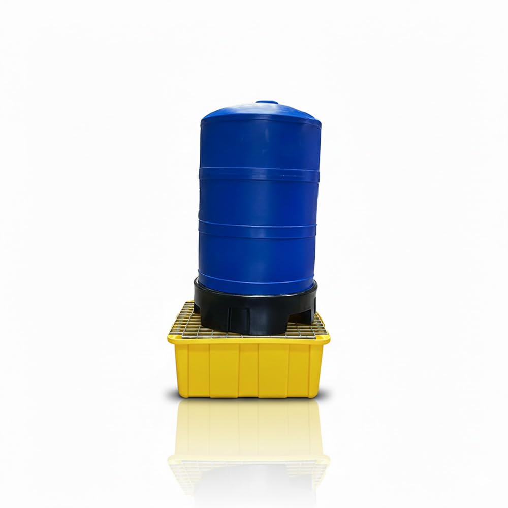 Plast'Up Rotomoulage BAC DE RETENTION POUR BIDONS 80L AVEC CAILLEBOTIS JAUNE