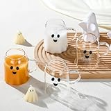 Didaey 4 Pcs Halloween Ghost Coffee Mug Glass Cup with Handle Heat Resistant Coffee Tea Milk Cups Halloween Accessories Birthday Gifts for Home Office Drinking