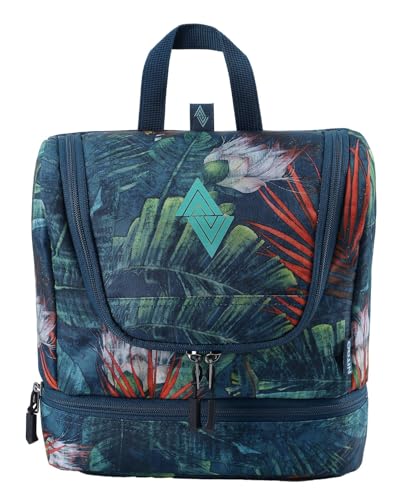 Nitro Travel Kit stylische Reisewaschtasche mit extra Bodenfach Kulturbeutel zum Aufhängen Kosmetiktasche mit vielen Staufächern für Reisen und Campen Toiletry Bag, 25x24x11 cm, Tropical