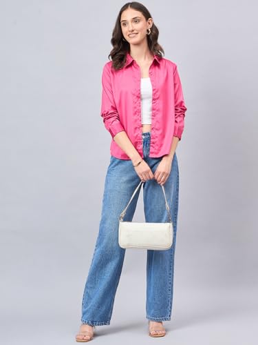 Image of Style Quotient Women Olive Satin Regular Formal Shirt