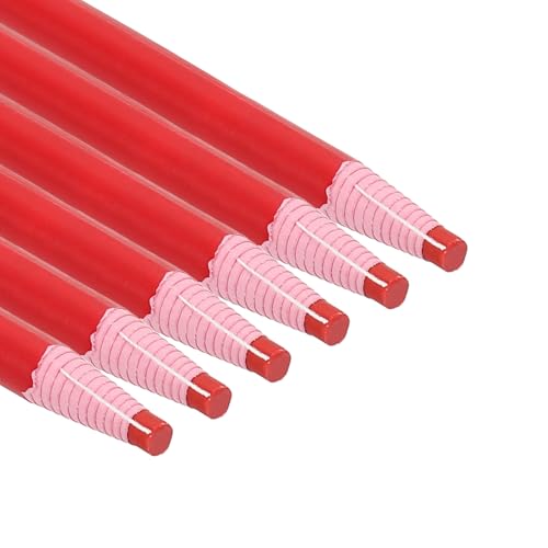 PATIKIL Crayons Chine À Pelure, 6 Pack Crayons Gras En Bois Pour Verre Vêtements Dessin Film Papier Vinyle Métal, Rouge