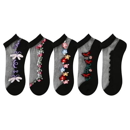 Image of Benefeet Sox Sheer Socks for Women Girls Mesh Ankle Socks Transparent Mesh Lace Sock Cute Thin Nylon See Through Sock
