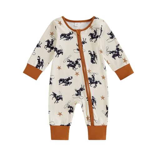 Newborn Western Baby Boy Girl Clothes Cowboy Cowgirl Baby Romper Gender Neutral Cow Jumpsuit Fall Winter Outfit