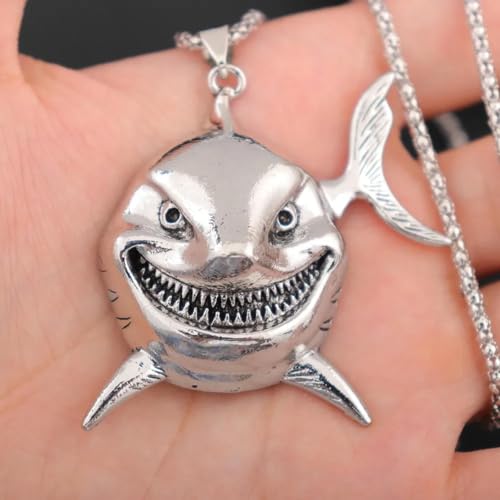 Collier breloque requin féroce en métal punk ultra résistant - 6