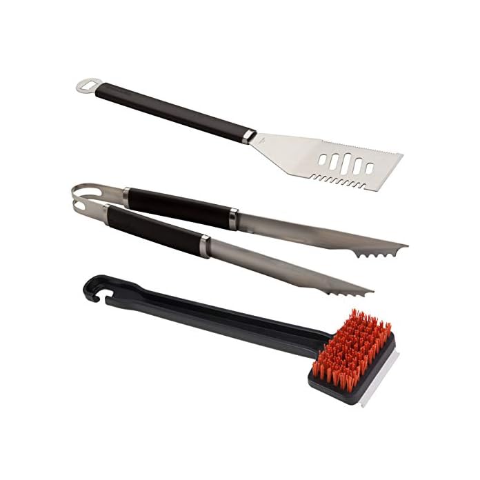 Char Broil 3 Teiliges Grill Einsteigerset Grillbesteck Silber Schwarz 41 X 12 X 3 Cm