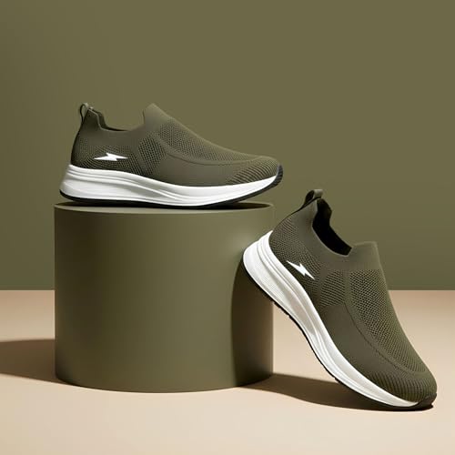 Image of BRUTON Men's Beige & Black Casual Loafer | Lightweight Cushioned Lace-Up Shoes | Breathable Fashion Footwear for Walking, Travel, College