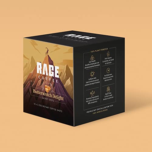Image of Rage Coffee - Instant Coffee Sachet Pack | Butterscotch Delight Flavoured Coffee | Pack of 40 coffee sachets | 100% Arabica Coffee Beans | Great coffee anytime, anywhere