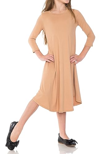 Pastel by Vivienne Honey Vanilla Girls' Trapeze Midi Dress with Easy Removable Label2