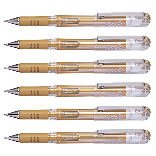 Rollers encre gel K230M Pentel or metallique pour ecrire sans bavure sur papier noir ou blanc