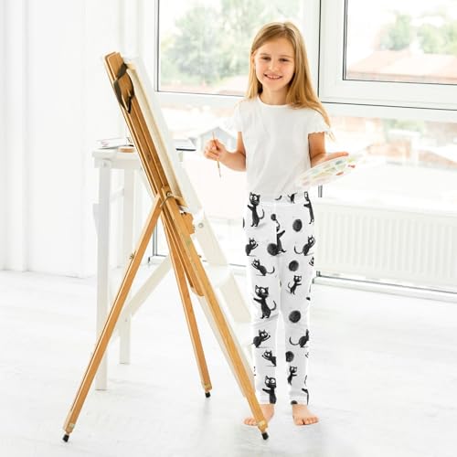 ALAZA Girls' Leggings Children's Yoga Pants Skinny Printed Dance Cat Fur Ball Comfortable 4T4