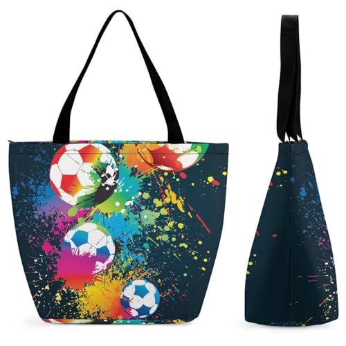 Sac à main pour femme imprimé football grand sac à bandoulière et cabas voyage