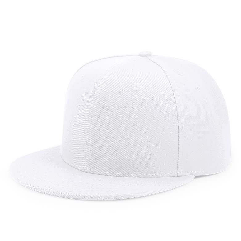 Gadgets MafiaPlain Flat Peak Snapback Baseball Cap, White, One Size