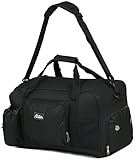 Andes 40 Litre Black Sports Gym Travel Bag Shoulder Holdall Luggage, Includes Shoe Pocket, Drinks Pocket and Adjustable Shoulder Strap