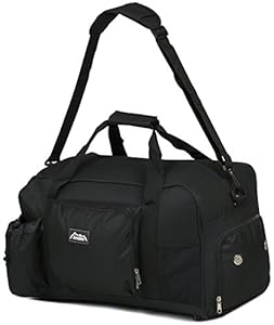 Andes 40 Litre Black Sports Gym Travel Bag Shoulder Holdall Luggage, Includes Shoe Pocket, Drinks Pocket and Adjustable Shoulder Strap