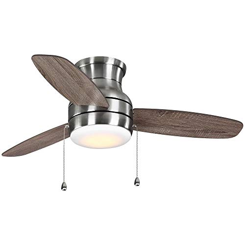 Image of Ashby Park 44 in. White Color Changing Integrated LED Brushed Nickel Ceiling Fan with Light Kit and 3 Reversible Blades