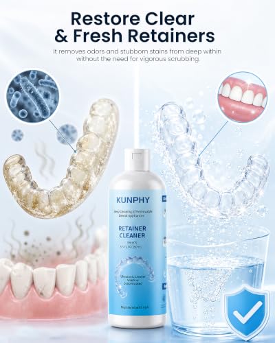 Image of Ultrasonic Retainer Cleaner Solution for Ultrasonic Denture Cleaner-Professional Cleaning of Retainers, Invisible Aligners, Mouth Guards, Night Guards, Remove Odors, Discoloration & Stains 8.5oz