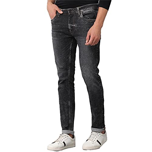 Image of VOI Jeans Men's Faded Cotton Blend Skinny Fit Jeans-VOJN1751-Jeans