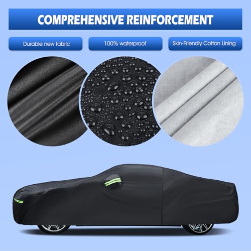 Image of Car Cover Custom Fit for Dodge Challenger 2008-2026, Migaven Waterproof Full Exterior Cover Rain Sun Hail Protection with Door Zipper & Inner Cotton