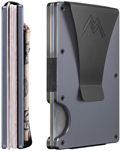 Image of Mountain Voyage Co Minimalist Wallet for Men & Women - Slim RFID Wallet, Scratch Resistant, Credit Card Holder & Money Clip, Easily Removable Money & Cards, (Gunmetal Titanium)