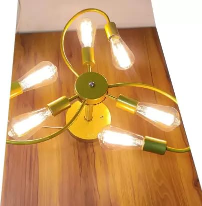 Image of 8 Bulb Ceiling jhumar light, Hanging Lights, Chandelier Jhoomar for Restaurants, Bedroom, Living Room, Kitchen, (Bulb Not Included) (Yellow Golden) (Gold.)