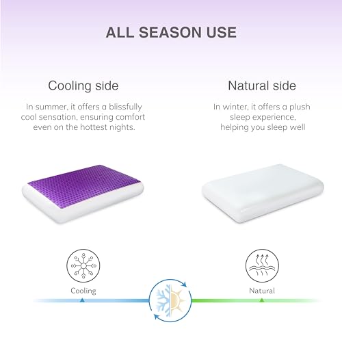 EGOHOME Cooling Gel Memory Foam Pillow - Reversible Cooling Cover, Neck Support for Side, Back and Stomach Sleepers, Removable & Machine Washable, All-Season Comfort, Standard Size, Purple - Image 5